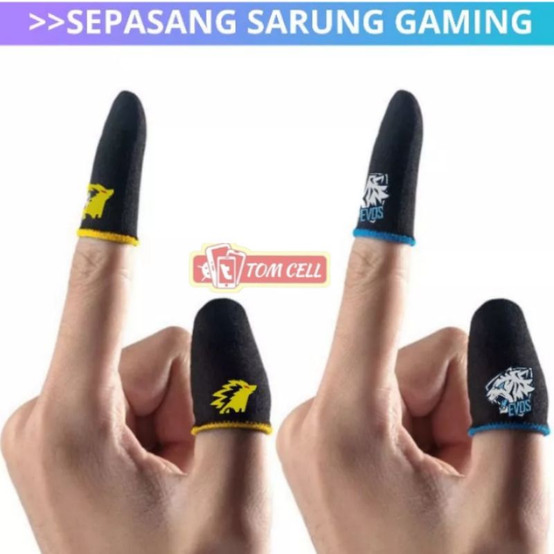 2PCS Sarung Tangan Jempol Game PUBG Ml Ff Termurah EVOS ONIC Anti Keringat Touch Screen