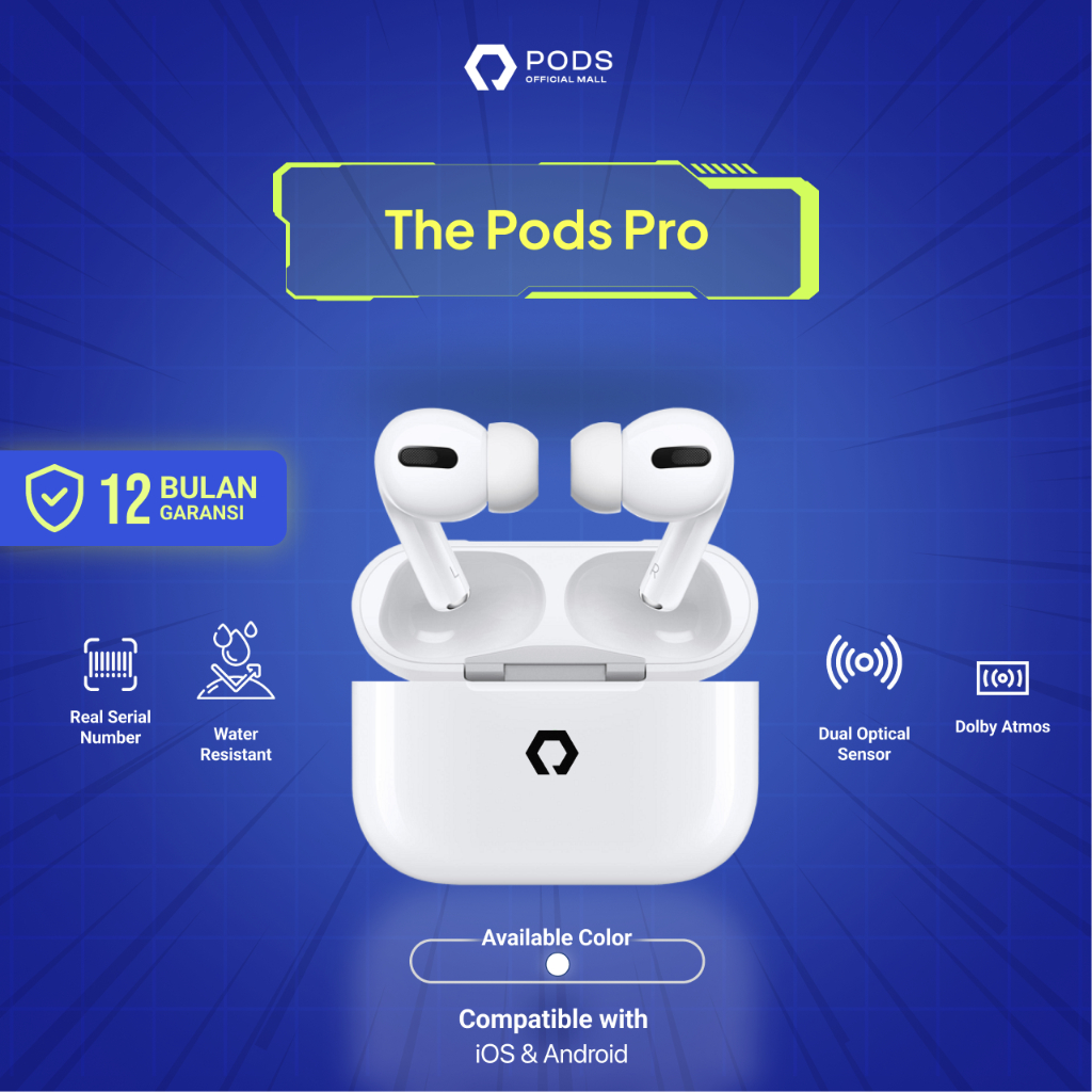 [BISA CICILAN] ThePods PRO 2nd Generation REAL ANC 100% - With H2 chip Wireless Charging Case - (IMEI &amp; Serial Number Detectable) - Final Upgrade Version 9D Hifi Stereo TWS Headset Earphone Headphone 9D Spatial Audio - By PodsIndonesia