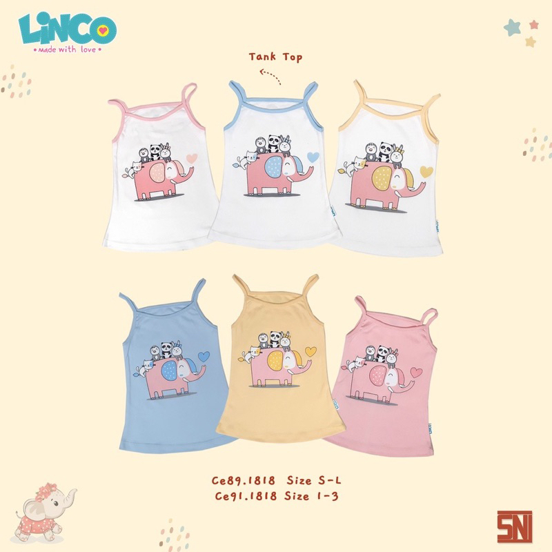 Baju Anak Linco Tanktop / Kutungan Bayi dan Anak (motif gajah)