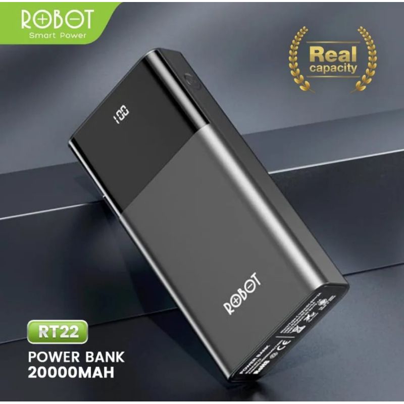 POWERBANK 20000mAh DUAL INPUT DAN OUTPUT  DIGITAL LED ROBOT RT22