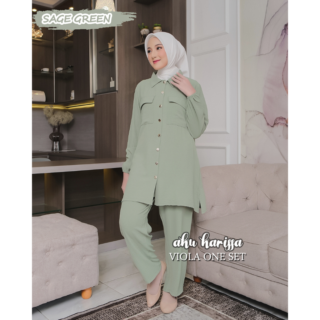 Viola One Set Celana ORI AKU KARISSA Bahan Crinkle