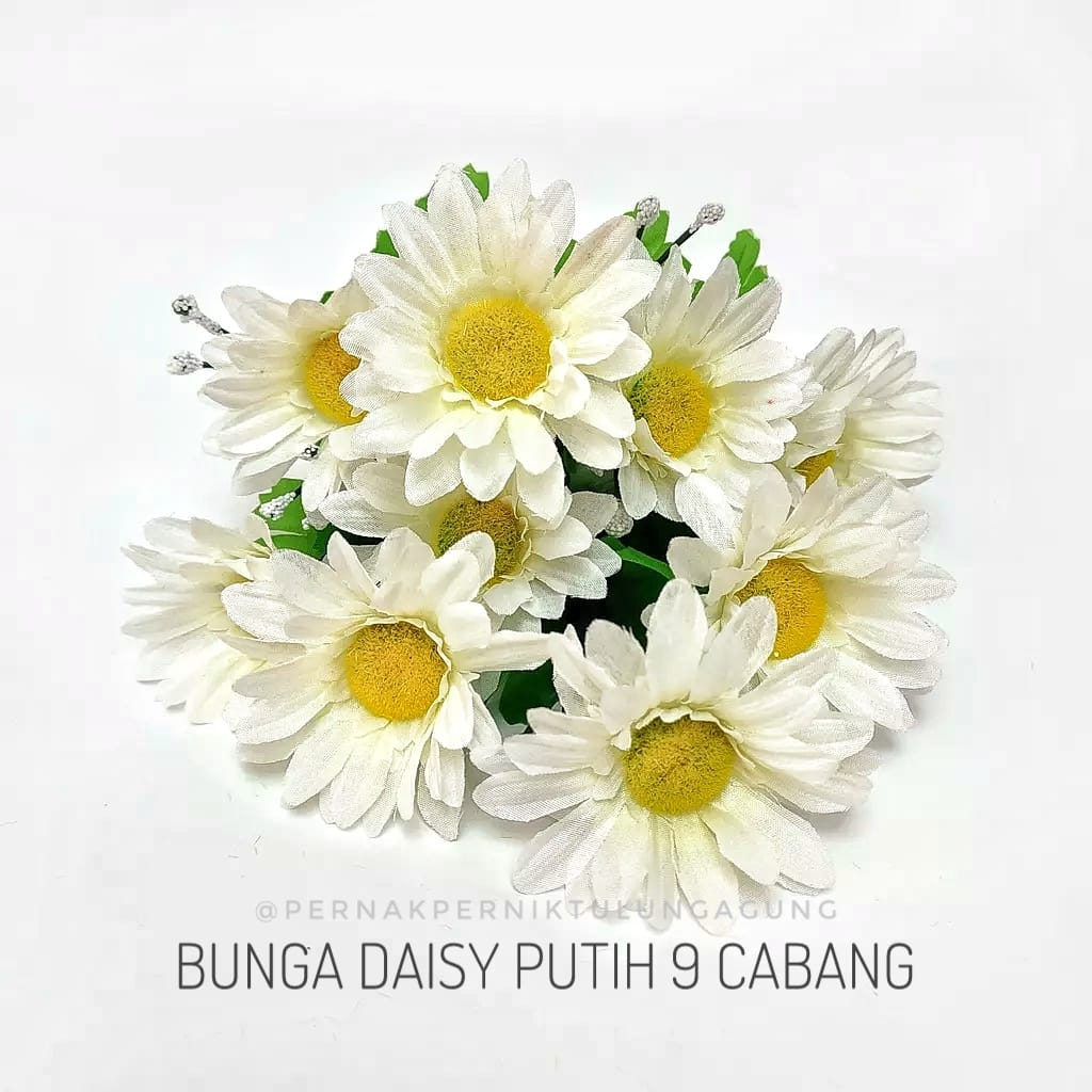 Bunga Daisy Putih 9x - White Daisy Artificial Bunga Plastik Buatan