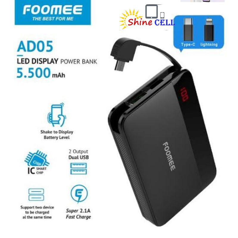 Powerbank AD05 5000mah 2a 10w foomee