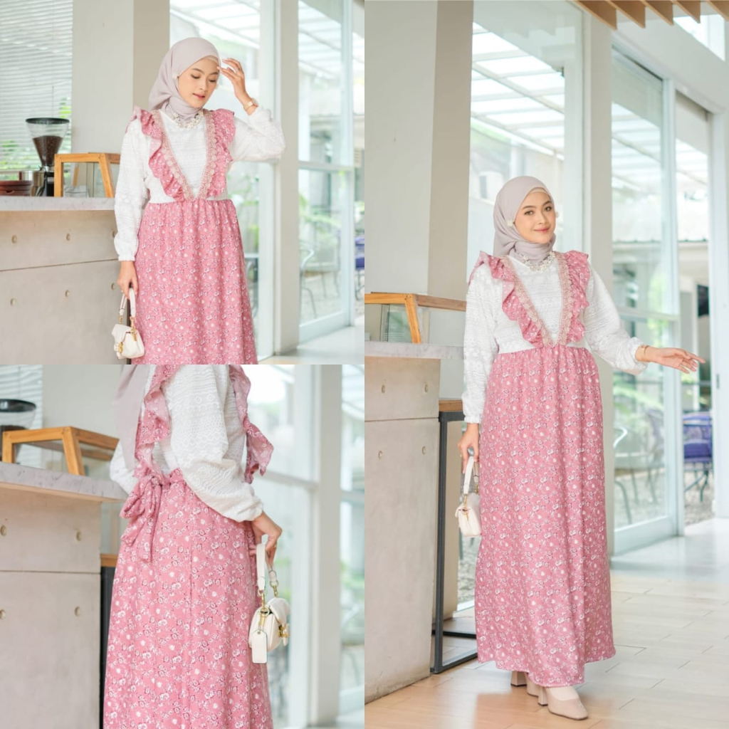 PCS MAXY ADELINE FLOW MS BAHAN SHAKILA KOMBI BRUKAT MALIKA FASHION BUSANA PAKAIAN WANITA DRESS GAMIS MAXI