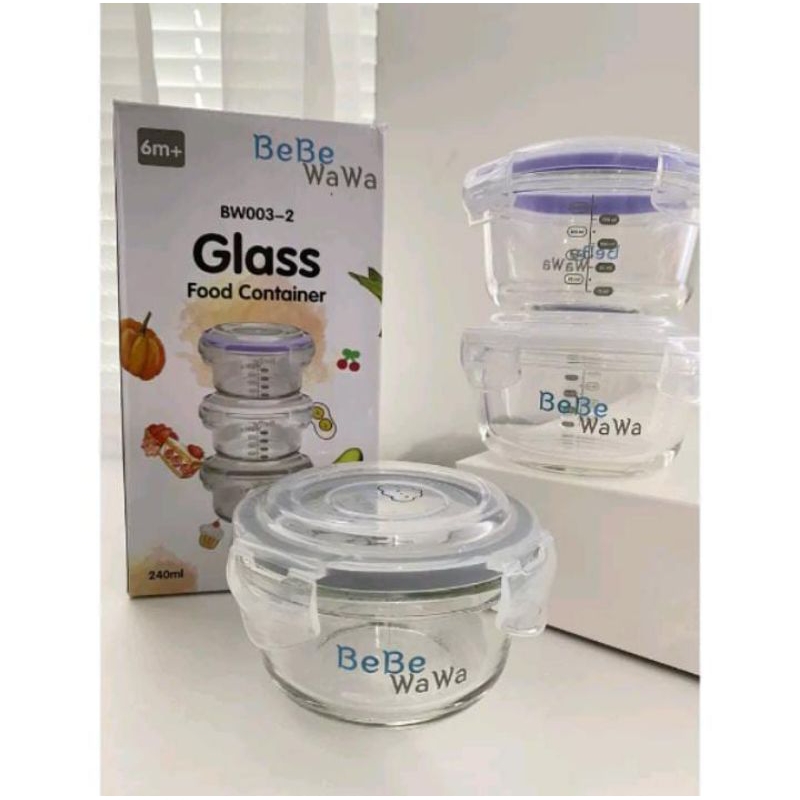 GLASS FOOD CONTAINER / KONTAINER KACA BEBE WAWA