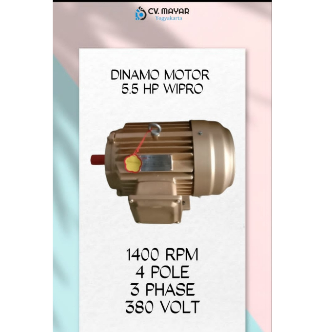 Dinamo motor 5,5 hp 4 pole 3 phase wipro