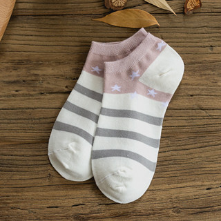 GO!KK118 Kaos Kaki Wanita Pendek Unisex Semata Kaki Ankle Motif Garis Warna Warni Socks Korean