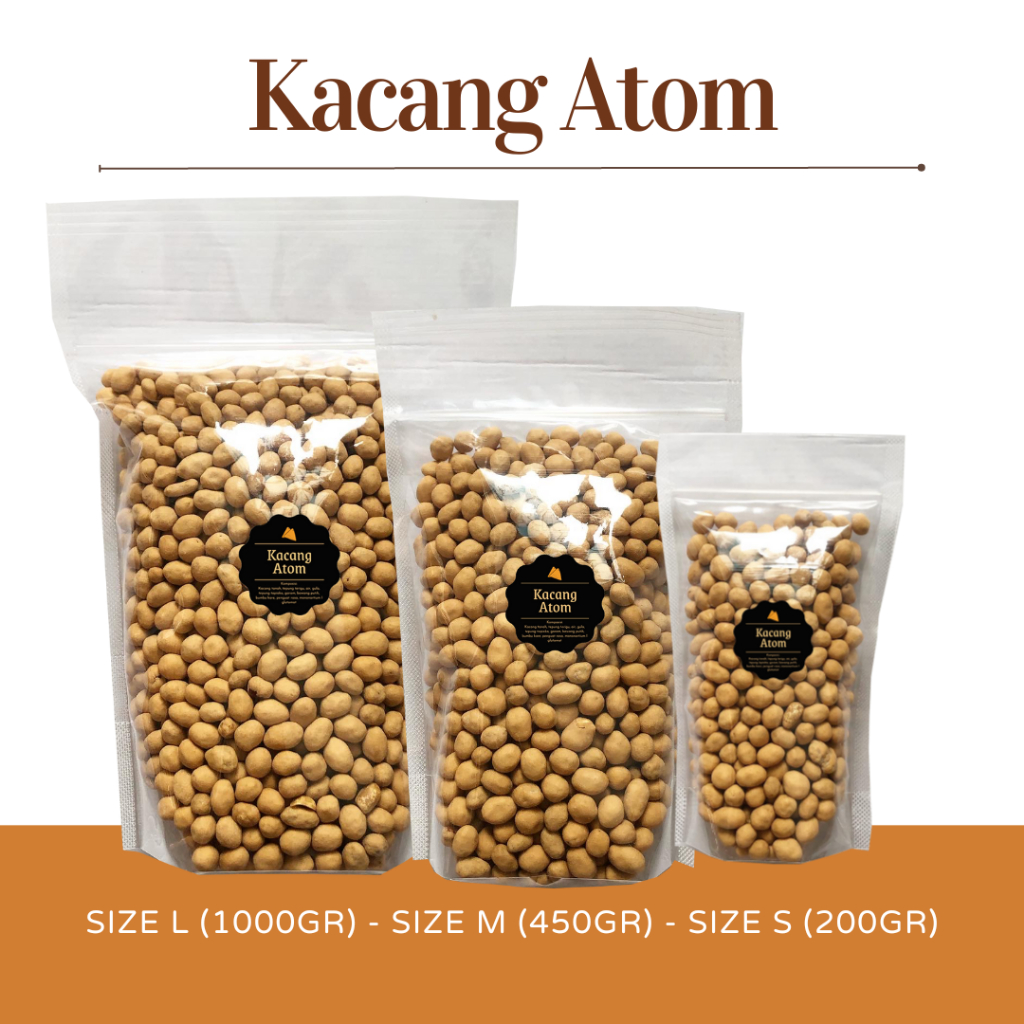 [DELISH SNACKS] Kacang Atom (L) 1000gr 1kg / Snack Cemilan Camilan Kacang Telur / Sukro Kacang Oven Panggang