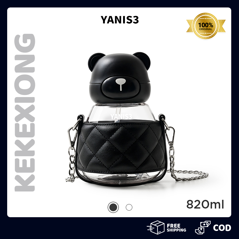 Yanis3 - Cocoa Bear (Kekexiong) Tumbler Kopi Plastik dengan Sedotan | Botol Minum 820ml | Food Grade