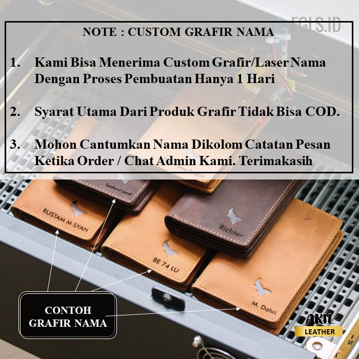 Dompet Lipat Pria Branded Bahan 100% Kulit Sapi Asli Original Premium Egls Veda Leather Wallet Cowok Keren Terbaru Free Grafir Nama