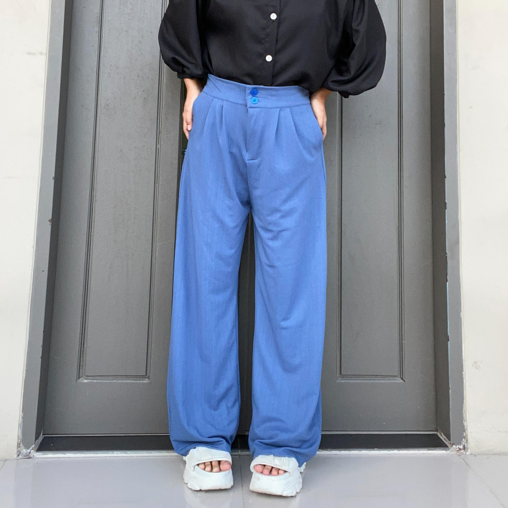 Jennie Knit Pants Celana Kulot Highwaist Kancing 2 Celana Wanita