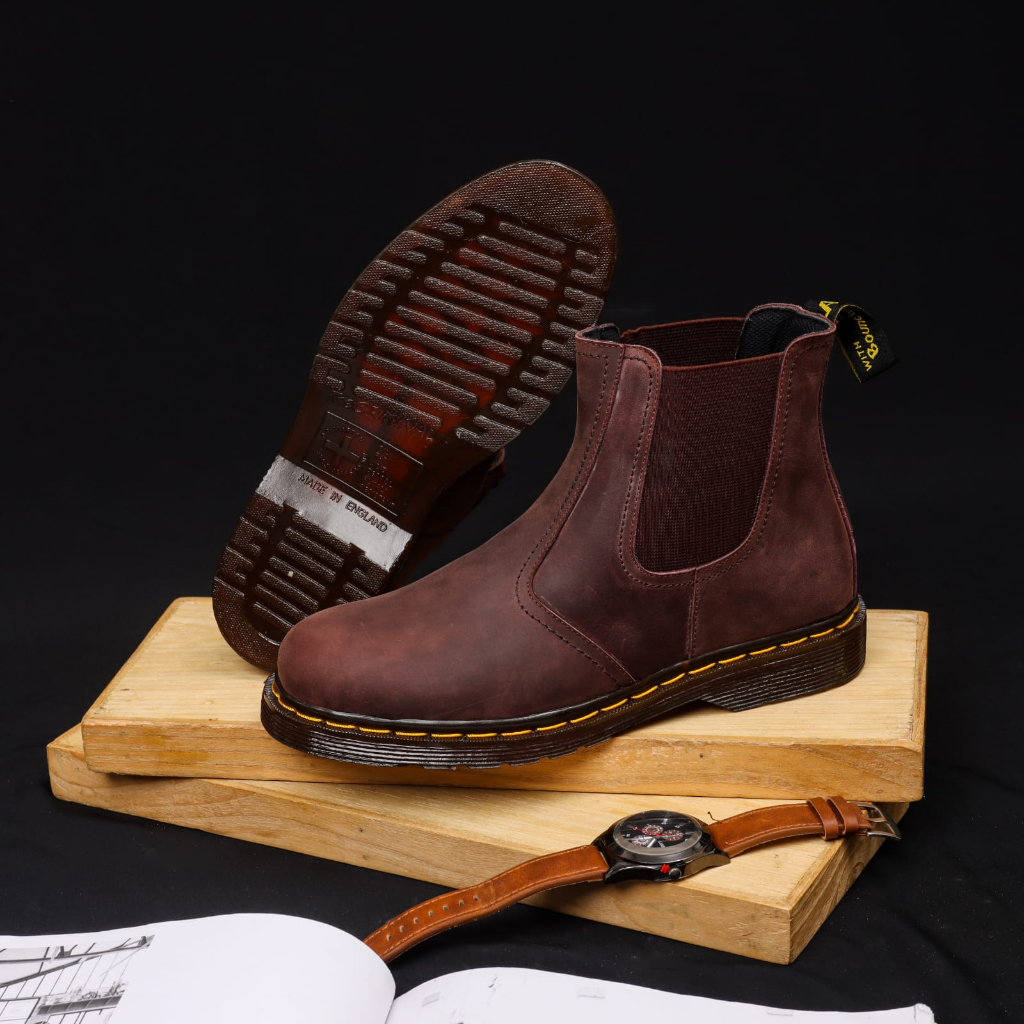 sepatu chelsea boot sepatu boot kulit crazy horse sepatu boot pria sepatu kulit asli pria sepatu touring sepatu riding flavio boston