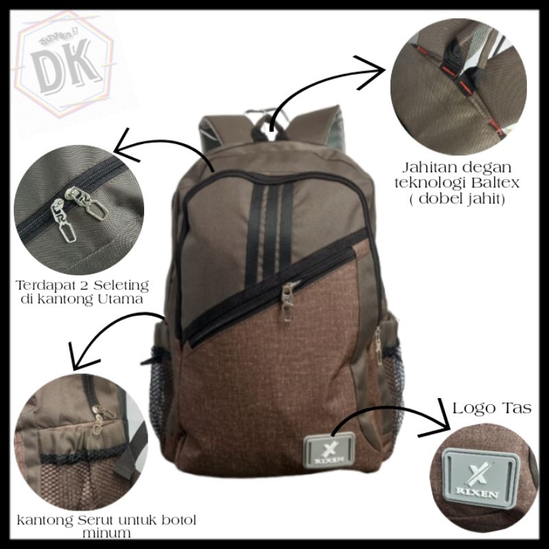 Tas Ransel Rixen DUERPAK / Tas laptop Sekolah TK SD SMP