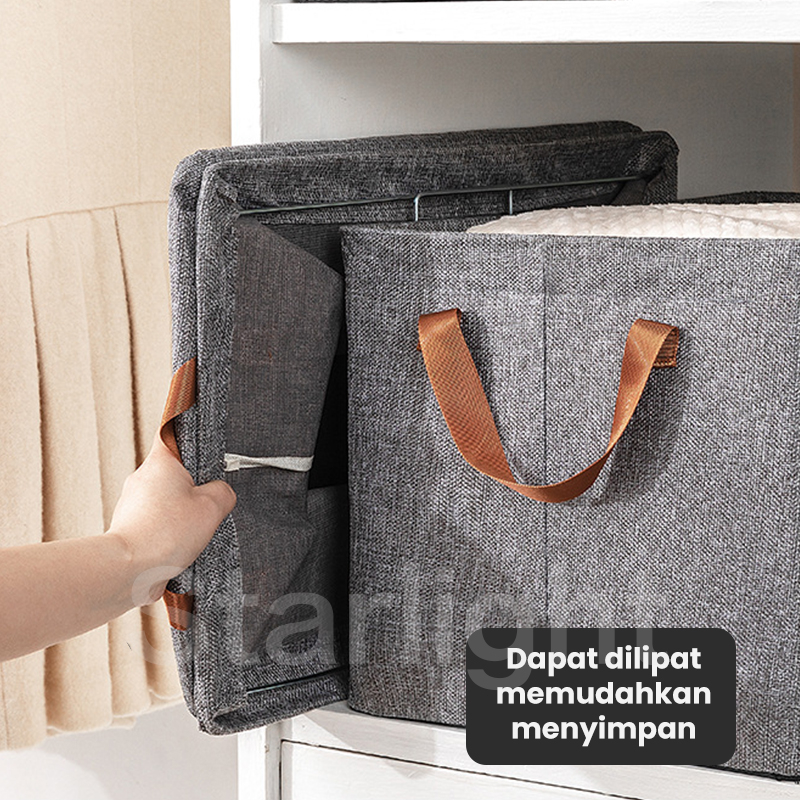 Starlight Tempat Penyimpanan Baju Tas Foldable Storage Box Clothing Organizer Keranjang Penyimpanan Lipat Persegi Box Baju Selimut Lipat Serbaguna Organizer Lemari Pakaian HSB228