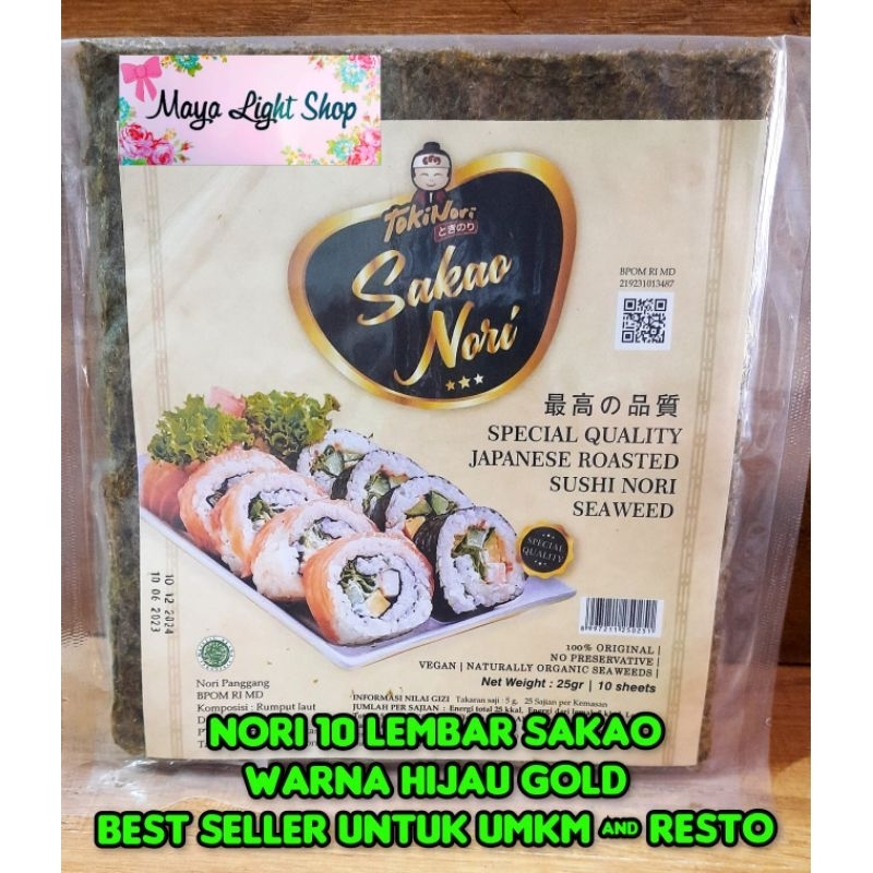 Paket Nori sushi 10 lembar + bambu sushi dan nori isi 5 + bamboo sushi Sushimat halal driedseaweed rumput laut seaweed