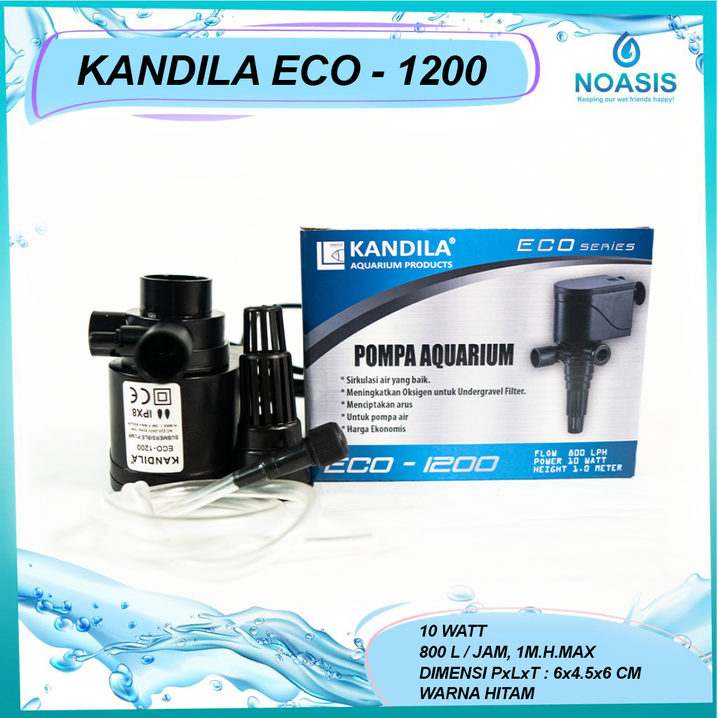 POMPA AIR CELUP AQUARIUM KANDILA ECO - 1200 ECO-1200 POWER HEAD LOW WATT 10 W