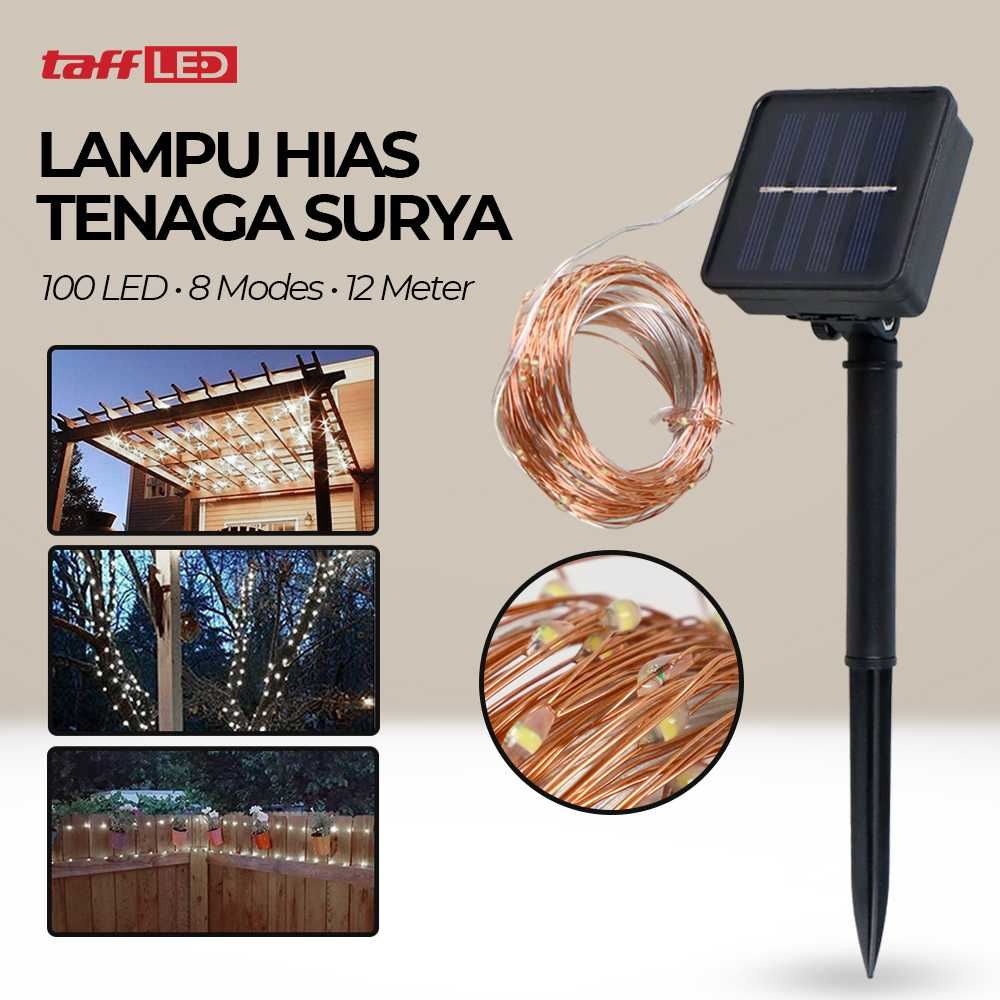 Lampu Hias Tumblr String Lights Solar 100 LED 8 Modes 12 Meter Lampu Dekorasi Cantik Desain Mewah Tahan Air