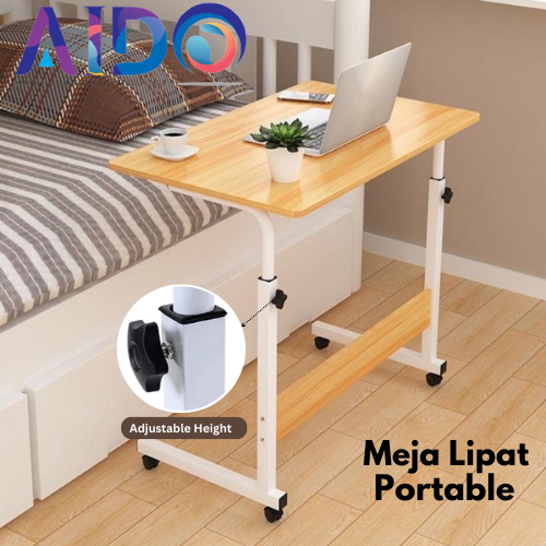 AIDO (Promo Cuci Gudang Harga Termurah）Meja Laptop Meja Berdiri / Meja Laptop Kasur Meja Laptop Kasur / Meja Samping Tempat Tidur / Meja Roda Portable Stand Aluminium PR