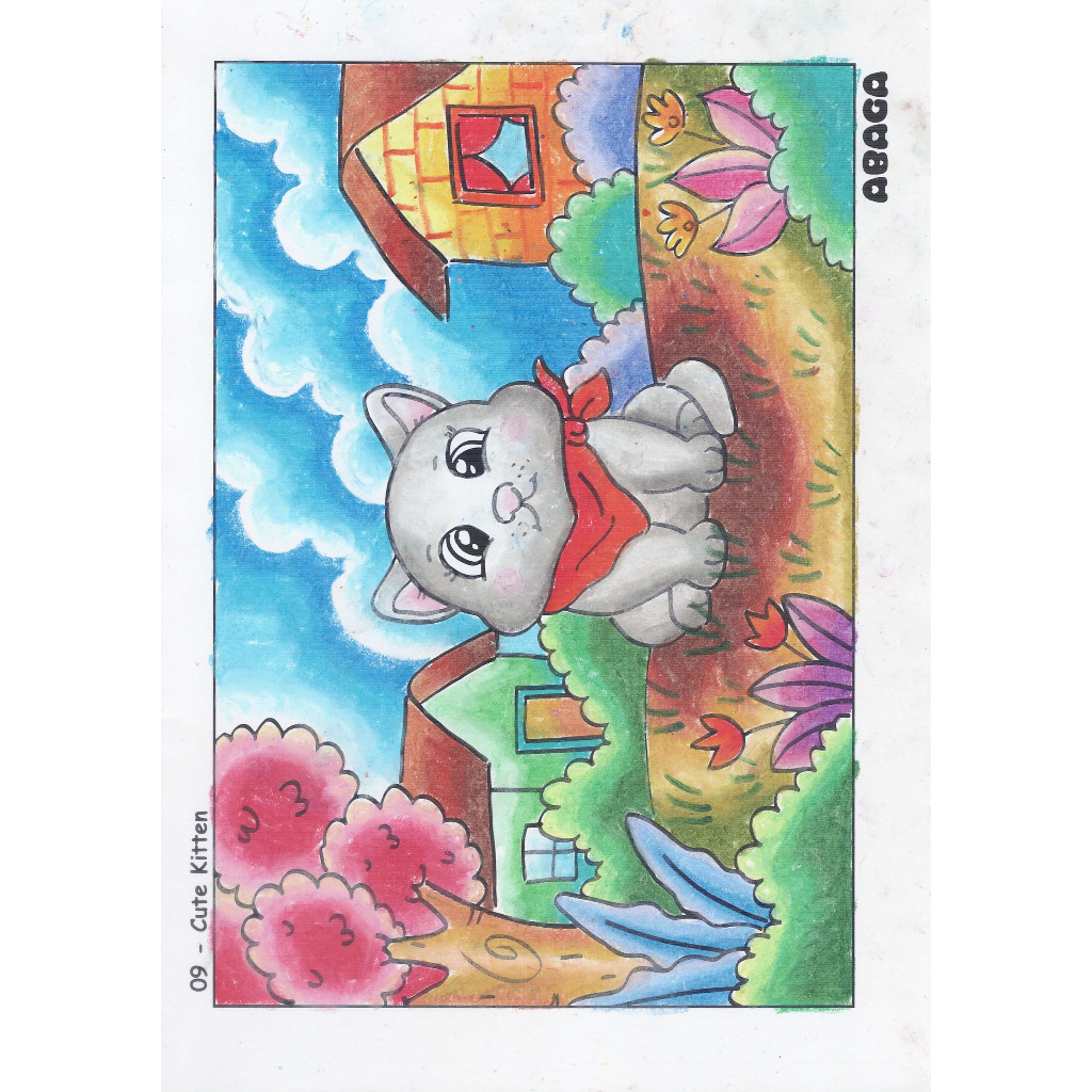 

Lembar Mewarnai Anak Teknik Pastel / Cute Kitten / Smart Coloring Page