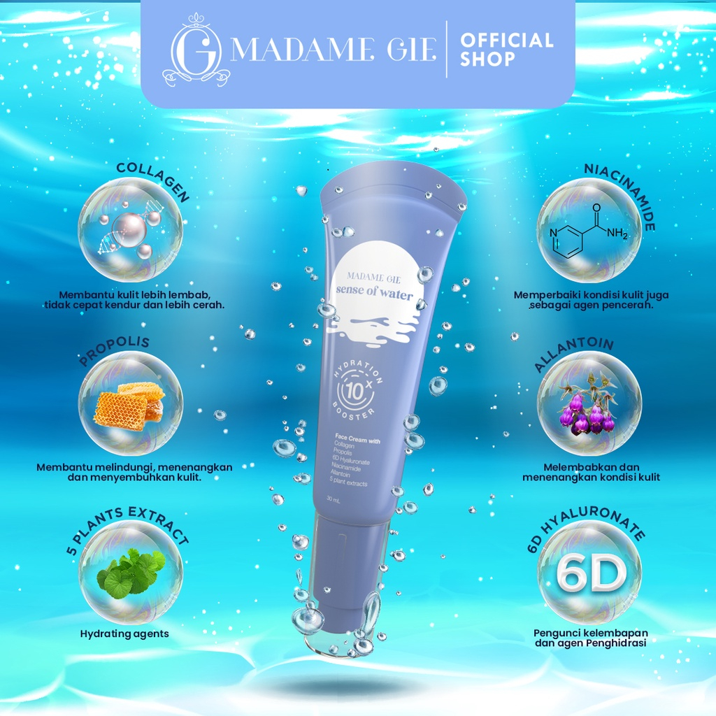 Madame Gie Sense Of Water - Face Cream Moisturizer 10x Hydration Booster