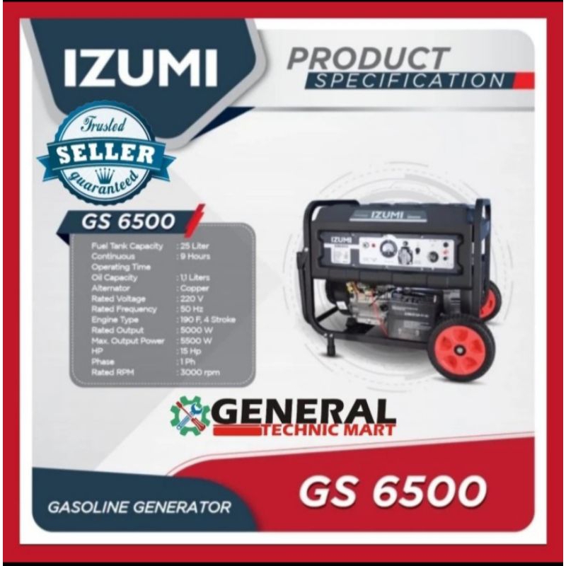 IZUMI-genset bensin 5000watt GS6500 tembaga