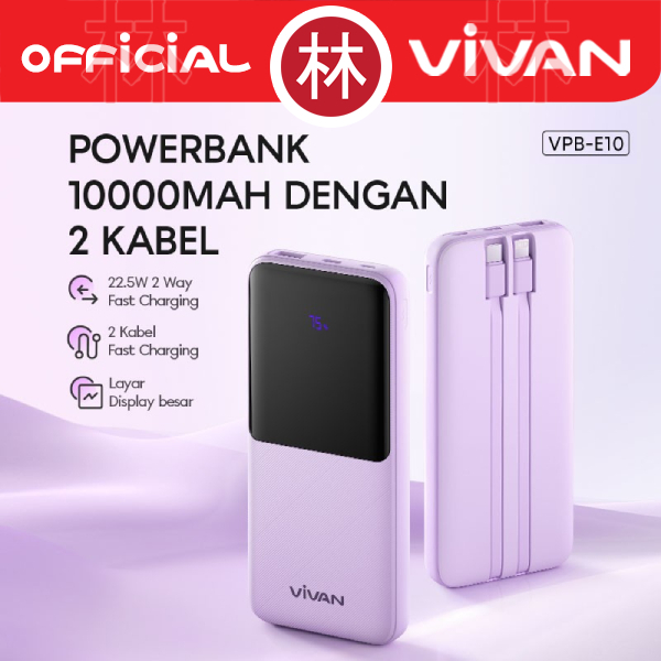 Vivan VPB-E10 10000 mAh Powerbank PD20W QC22.5W Fast Charging LED