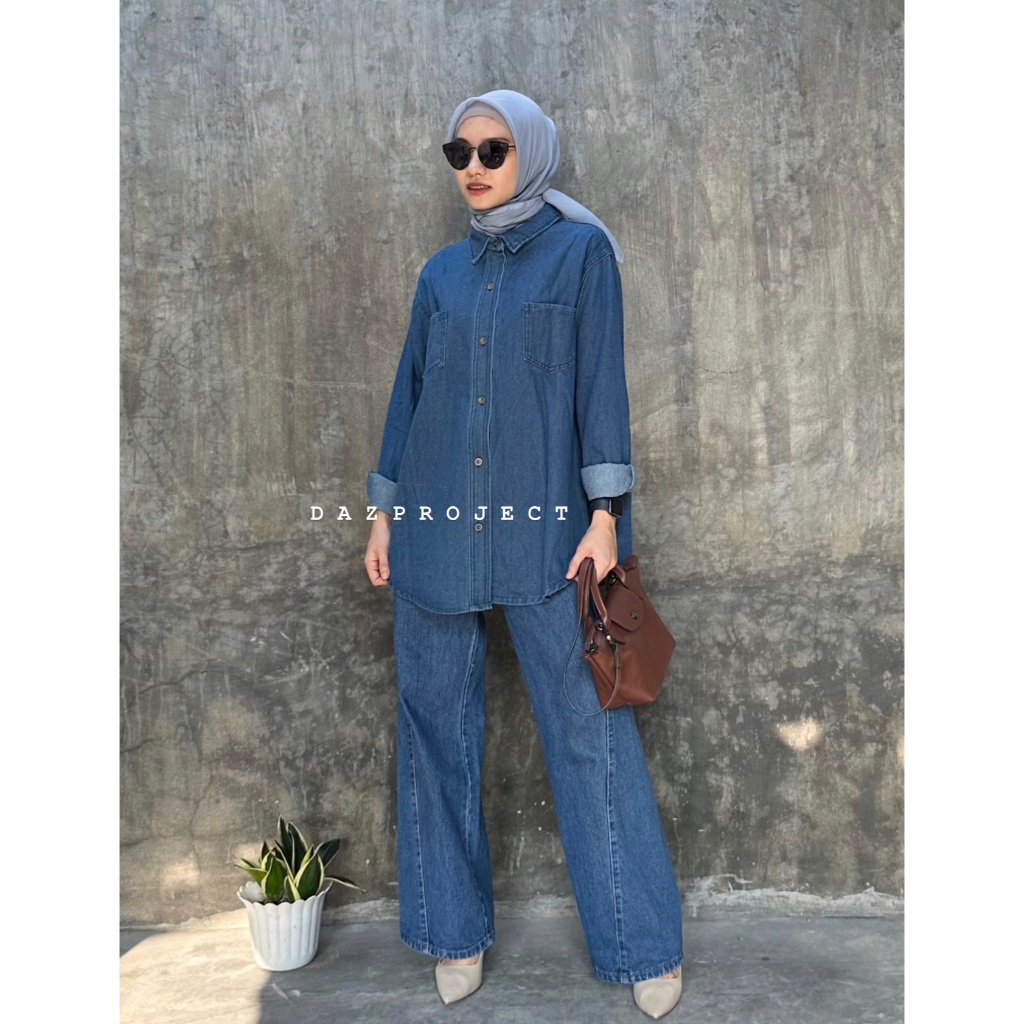 Kemeja Jeans Oversized Kode 0506 Kemeja Denim Korea by Dazproject