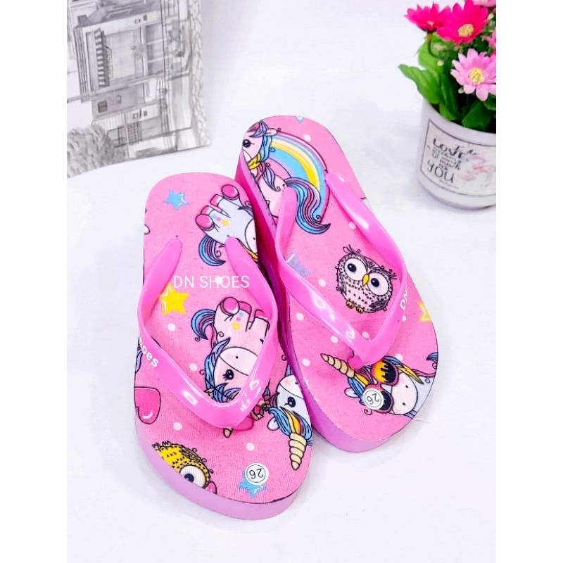 Wedges Anak Perempuan Sandal Anak Karakter Uniqorn Pink