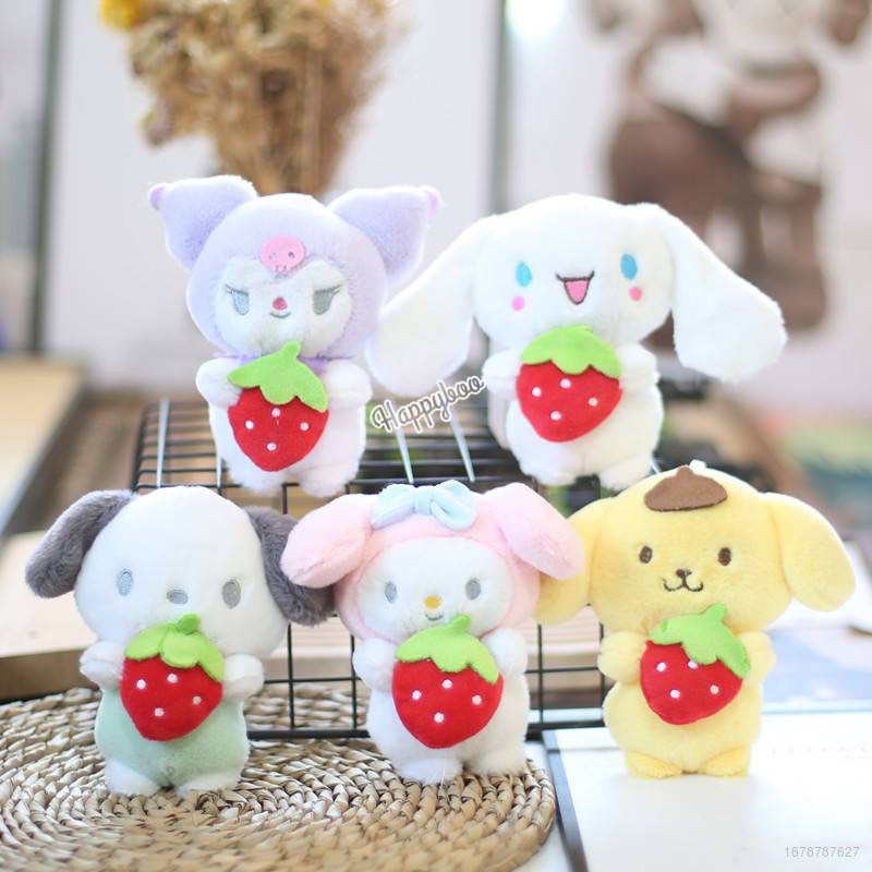 gantungan kunci boneka sanrio strawberry sasaw lolita kawaii fluffy besar