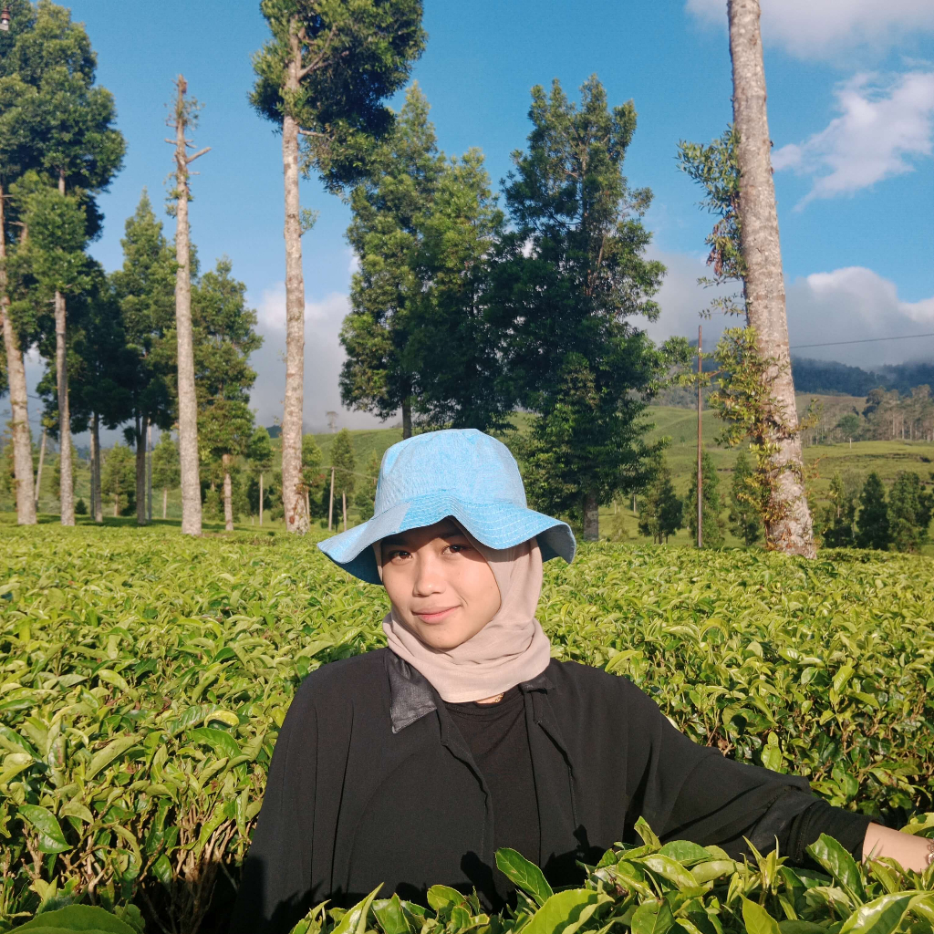 Topi Rimba Wanita Bucket Dudukuy Petani Kanvas Biru Denim