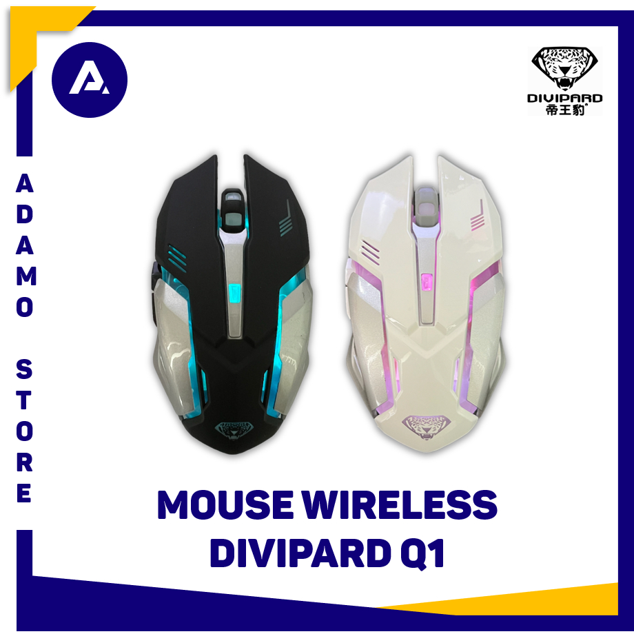 Mouse Gaming Wireless Charging Silent Divipard Q1 7 Color RGB