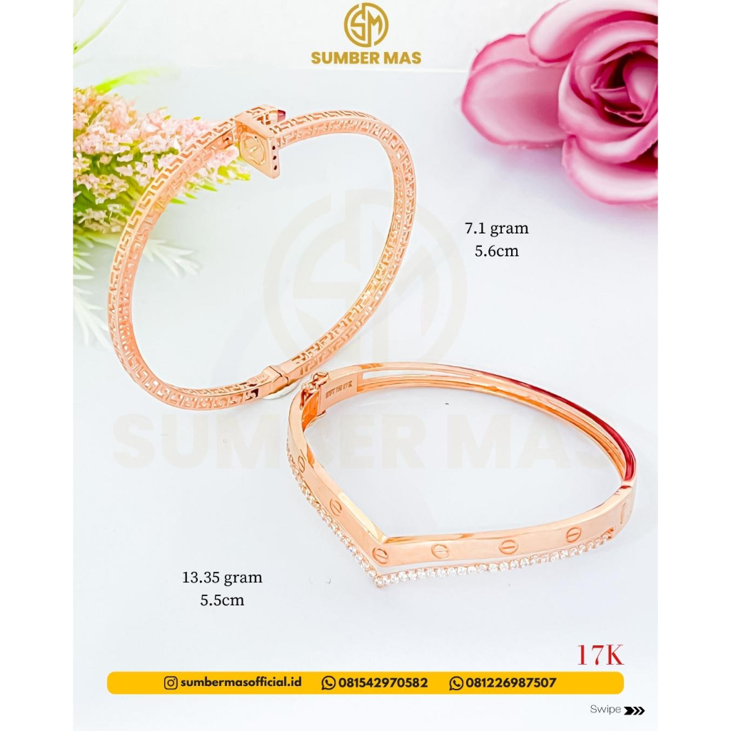 GELANG ROSE GOLD FASHION 17K - SUMBER MAS