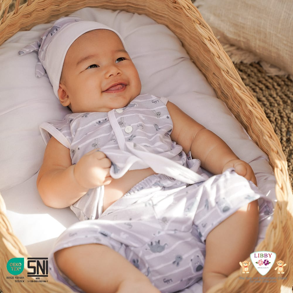 Libby Baby Setelan Kutung motif  BEN VOYAGE/BABY COLLECTION/SUMMER GAMES New Born/Libby Motif The Enchanted Wild- libby baju bayi murah 1 stel