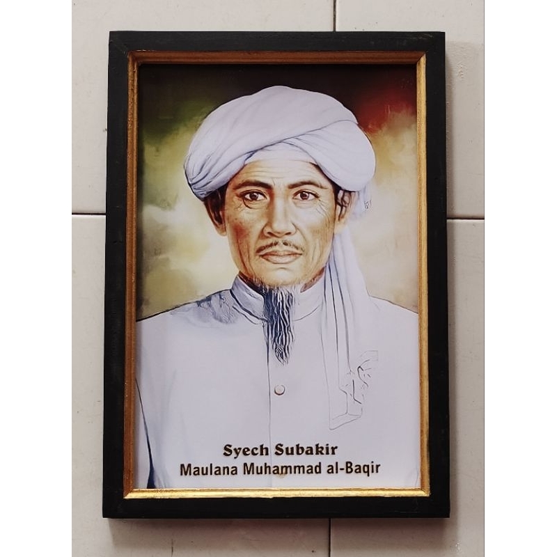 Hiasan dinding poster Syekh Subakir plus bingkai ukuran 53x35