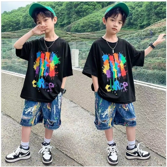 Setelan anak laki laki import MOTIF TURCE ABSTRAK +JEANS TEBAL- setelan anak teenager laki laki import