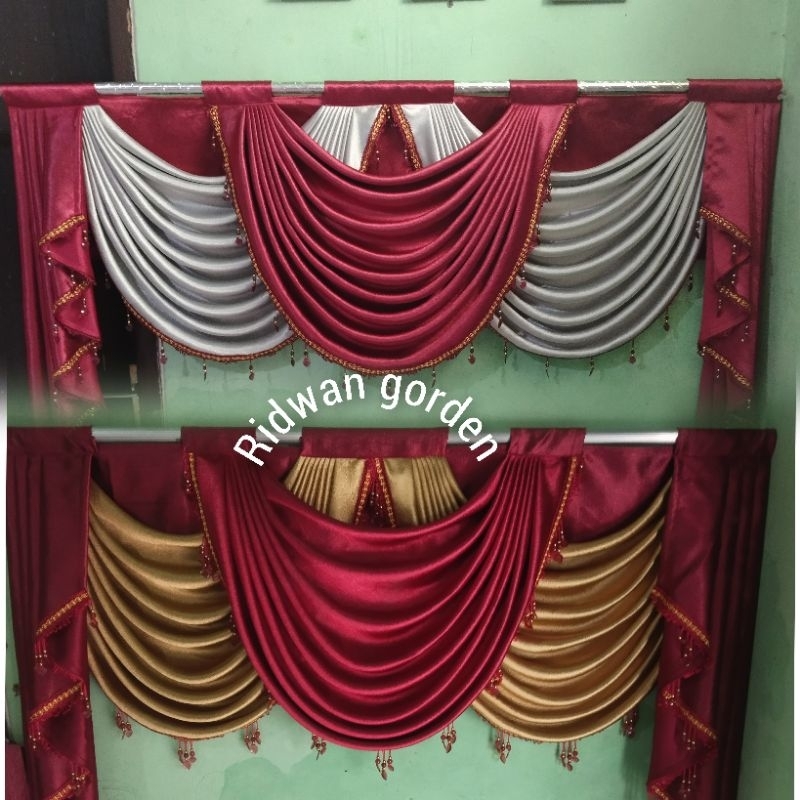 Gorden Poni Gelombang Mewah Rumbai Tirai Jendela Hordeng Pintu Kamar
