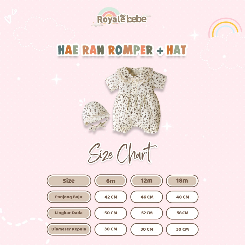 Royale Bebe Hae Ran Romper + Hat / Romper Bayi