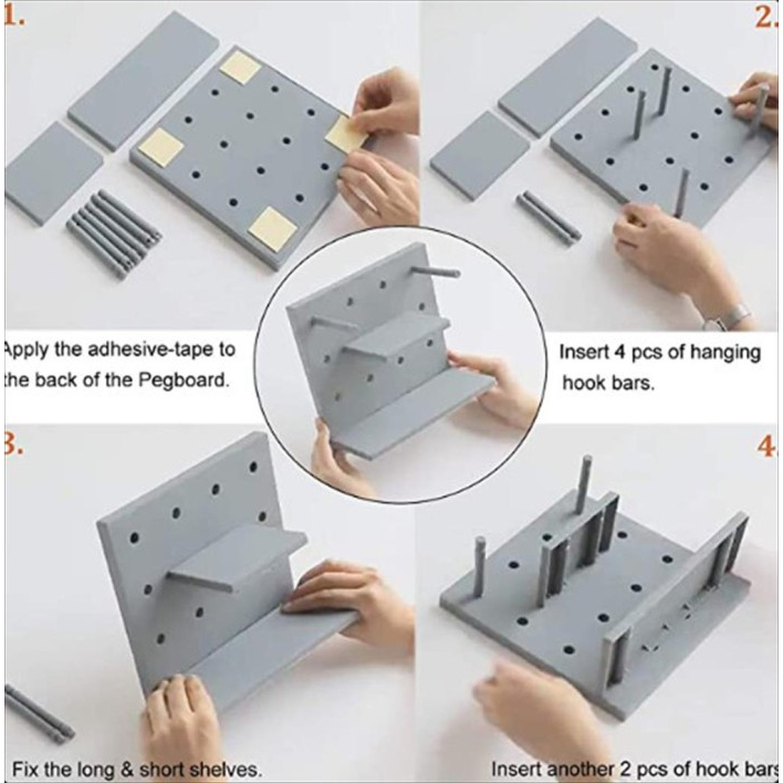 Peg Board Rak Dinding Tempel / Rak Penyimpanan Dekoratif