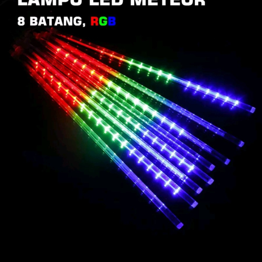 Lampu Led hujan meteor 8 batang RGB 50 CM