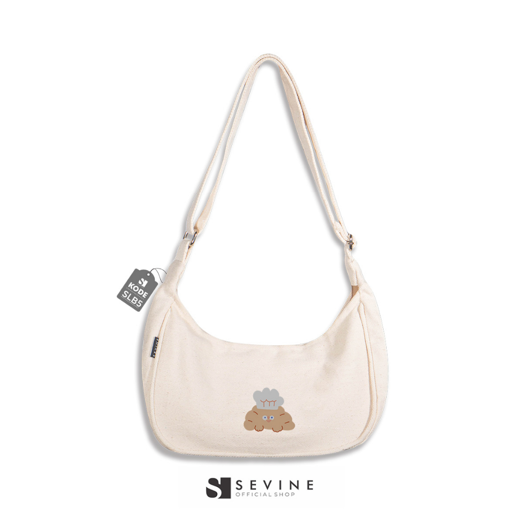 Sevine Luna Sling Bag Tas Selempang Wanita Tas Wanita Kanvas Resleting Shoulder Bag Hand Bag - SLB