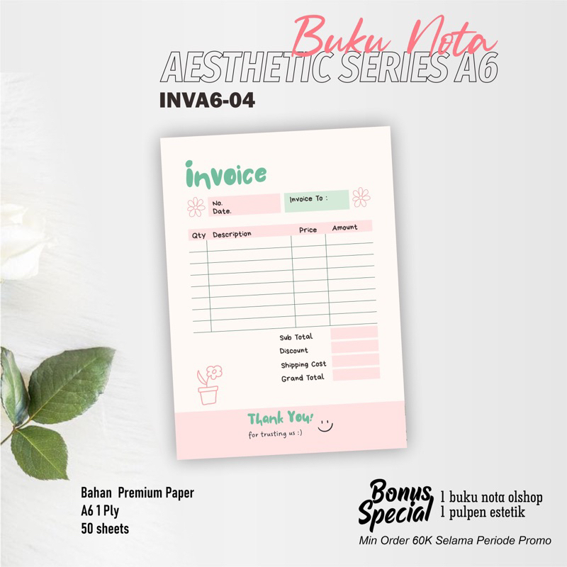 

Buku Nota Aesthetic A6 Full Color Murah 1 Ply