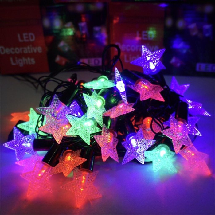 Lampu Tumblr Lampu Hias Natal LED Rainbow Model Bintang Panjang 10m