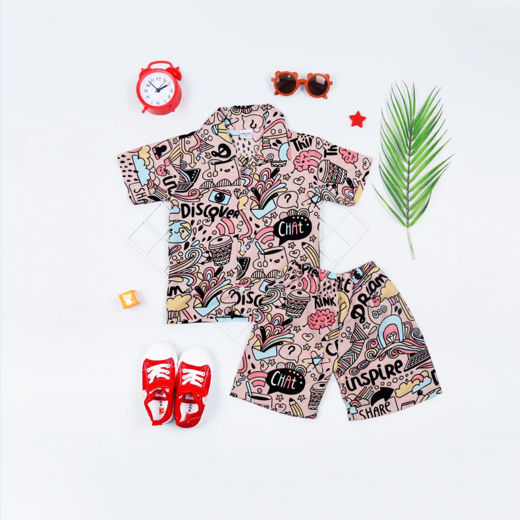 Owlet - setelan anak cowok / set anak laki laki / piyama anak unisex / setelan motif anak 1-7 tahun