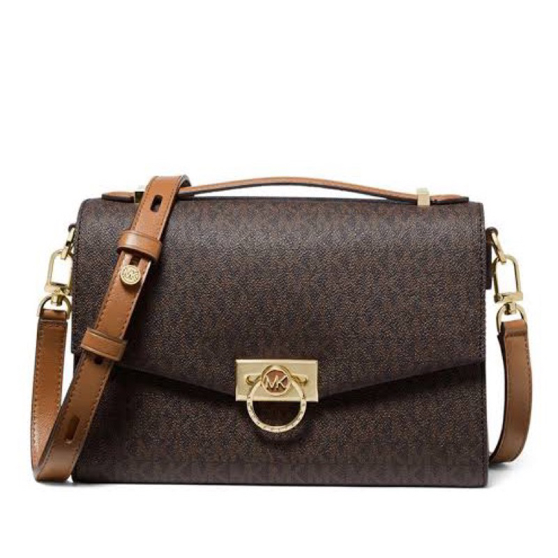 Michael Kors MK Hendrix Medium Logo Messenger Bag Brown