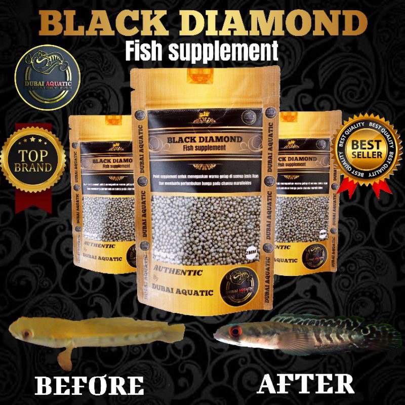 Pelet pakan ikan black diamond dan blood diamond original dubai aquatic mempertegas bar bunga dan mutasi warna pada ikan channa