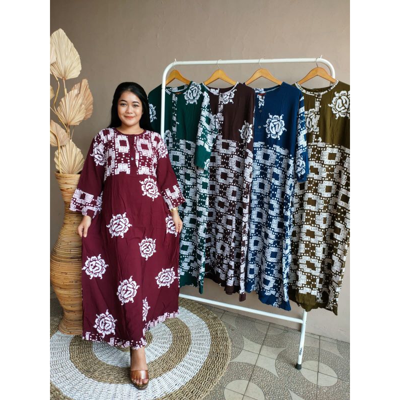 Fashion wanita daster lengan 3/4 batik cap pekalongan ld 130 /daster kekinian /daster jumbo /daster 