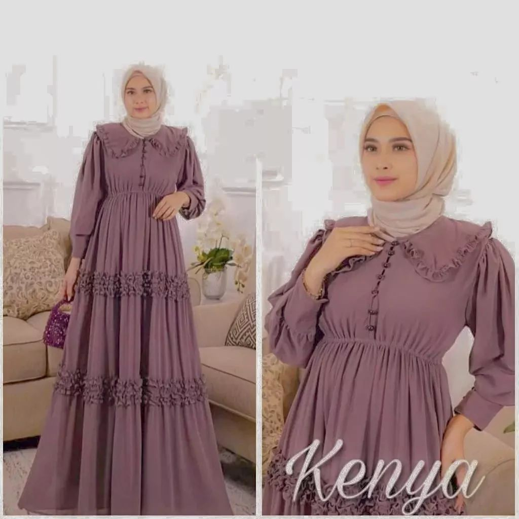 Gamis Polos Bahan Impor Terbaru 2023 Trend Gamis Lebaran Kekinian Kenya Dress Bahan Ceruty Babydoll Full puring Aplikasi Rampel Cantik OOTD Baju Wanita Muslimah Dress Kasual Impor Gamis Kondangan Murah mewah