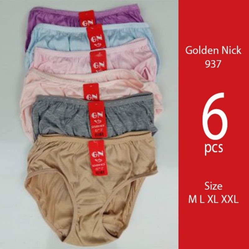 GOLDEN NICK 937 939 931 | 6 Pcs CD Golden Nick | Celana Dalam Wanita Warna Terang Dan Warna Gelap | 