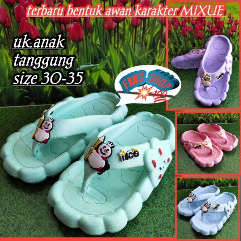 Sandal Japit bentuk awan karakter Boneka MIXUE 30-35 (hilo's)