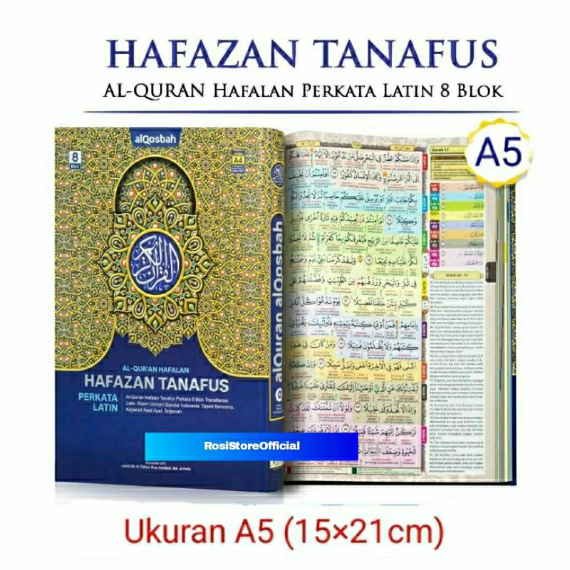 

(Harga Promo untuk 10 orang)Alquran A5 Size Sedang Hafazan Tanafus Perkata Latin Alquran Quran Terjemah Latin 8 Blok Warna we
